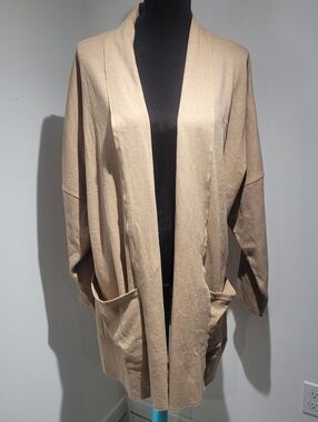 Pact Women's Organic Cotton Airplane Wrap Cardigan XL Brown Travel Cozy